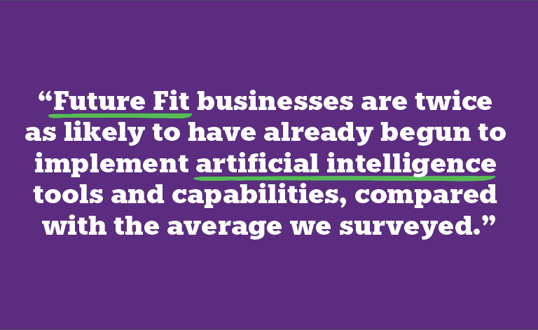 Stats for AI uptake for  Future Fit businesses