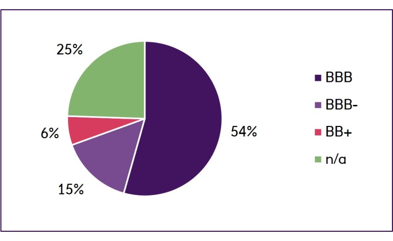 Split by rating pie chart