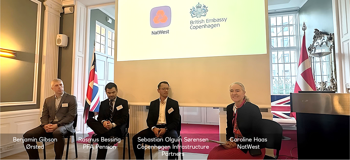 L-R: Benjamin Gibson, Ørsted, Rasmus Bessing, PFA Pension, Sebastian Olguin Sørensen, Copenhagen Infrastructure Partners and Caroline Haas, NatWest