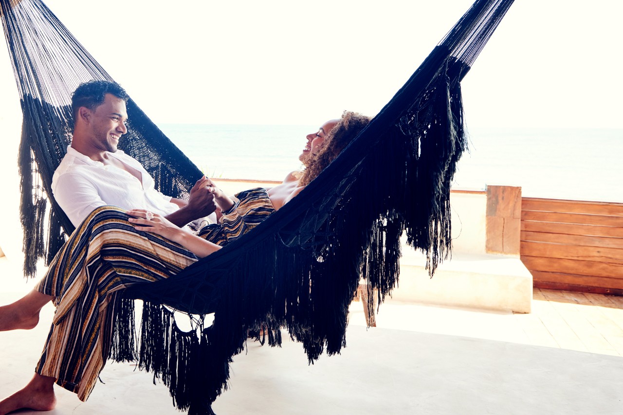Couple in hammock on holiday