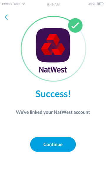 NatWest Rooster Money Success icon - green circle with green tick